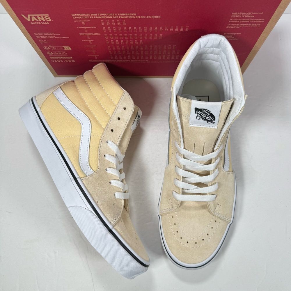 Vans Sk8-Hi Vanilla Custard True White Skate Shoe Sneakers Women 10 Men 8.5